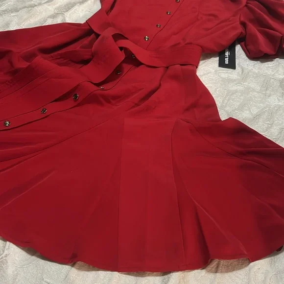 Karl Lagerfeld Red Buttoned Dress size 8 NWT - Picture 4 of 8